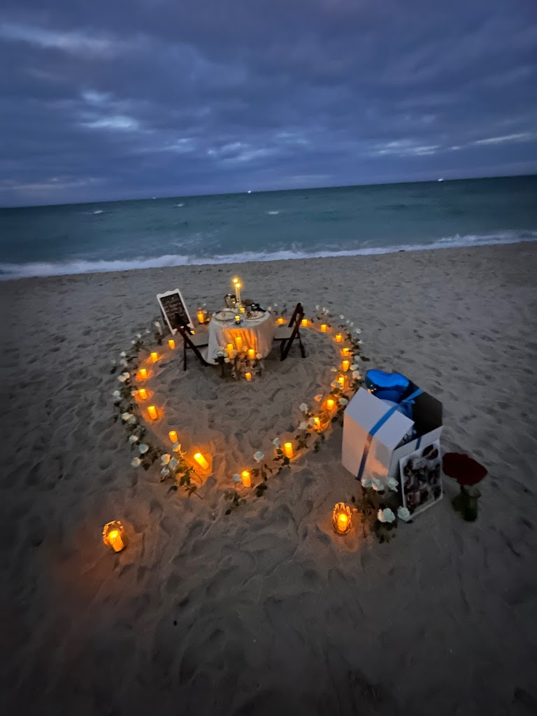 Illuminated Candles at Beach for Miami Proposal