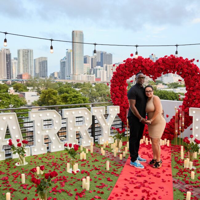 Couple on the Rooftop of Miami for Proposal