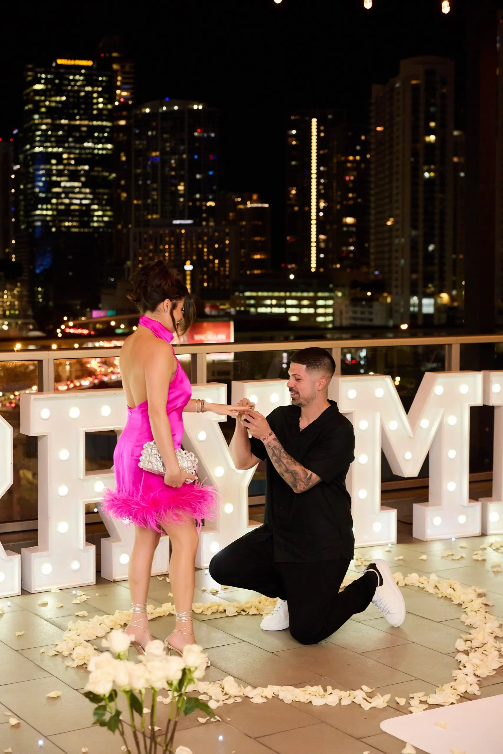 Proposing on Rooftop in Miami