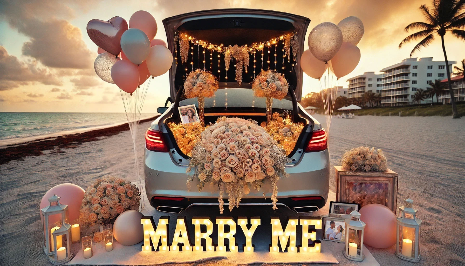 Marry me trunk proposal concept