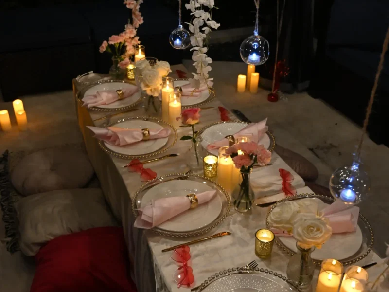 Bachelorette party table setup