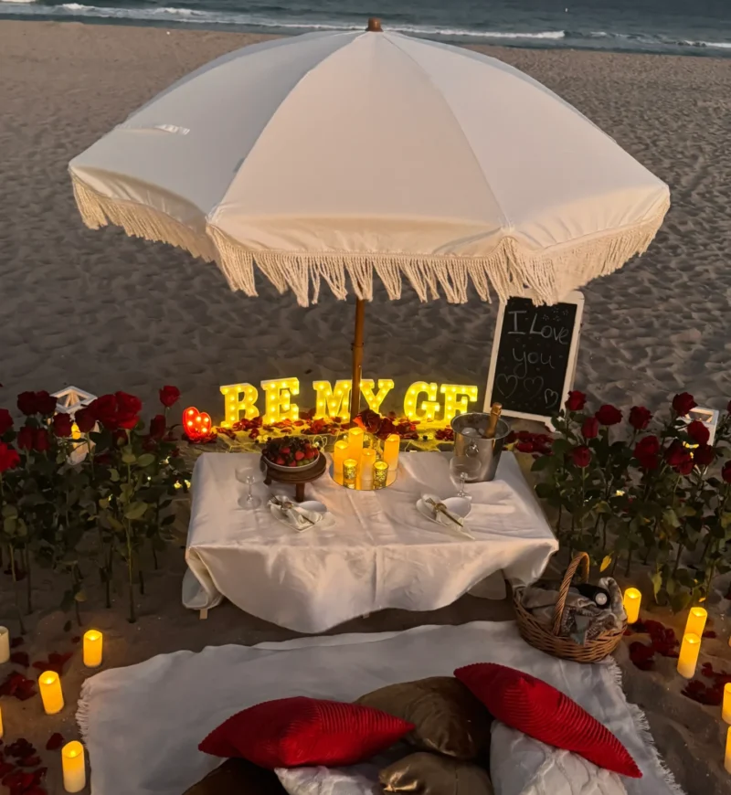 Be My Girlfriend picnic set up on Miami Beach